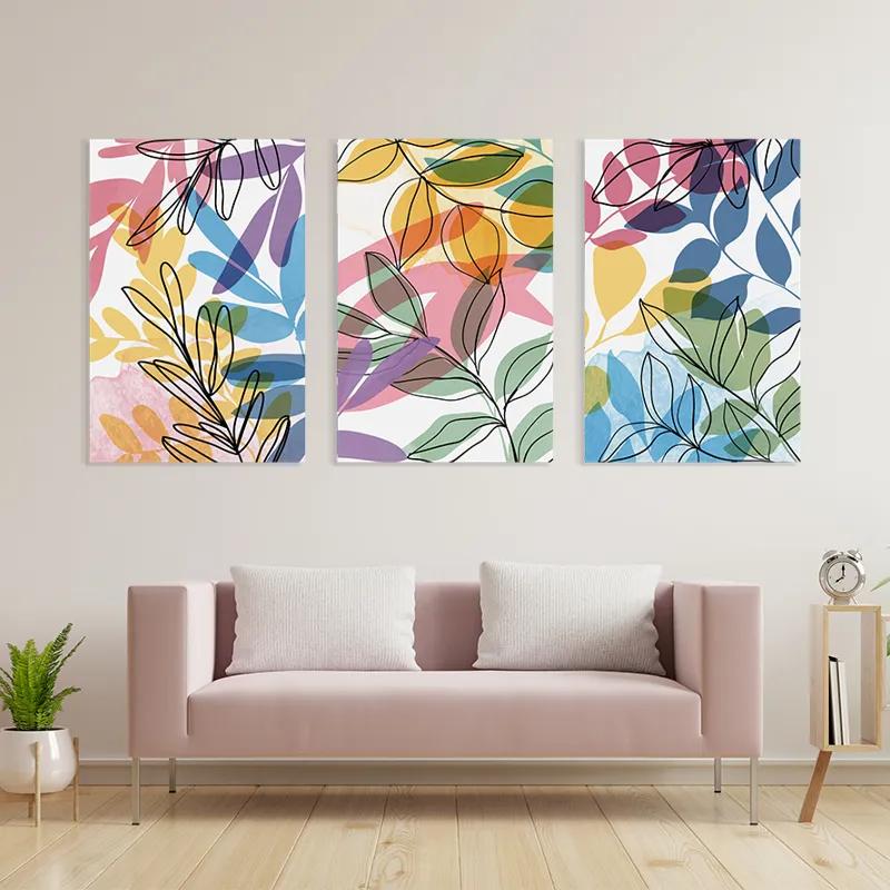 Mehrteiliges Leinwandbild Colorful Leafs mockup 3