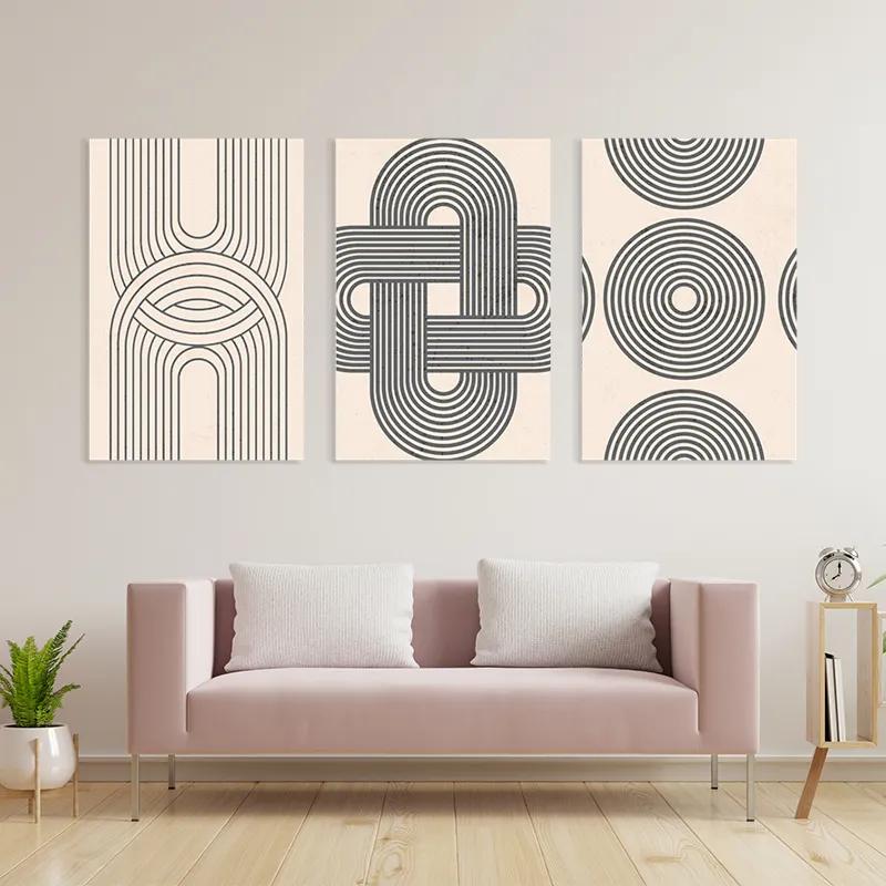 Mehrteiliges Leinwandbild Geometric Cream Design mockup 3