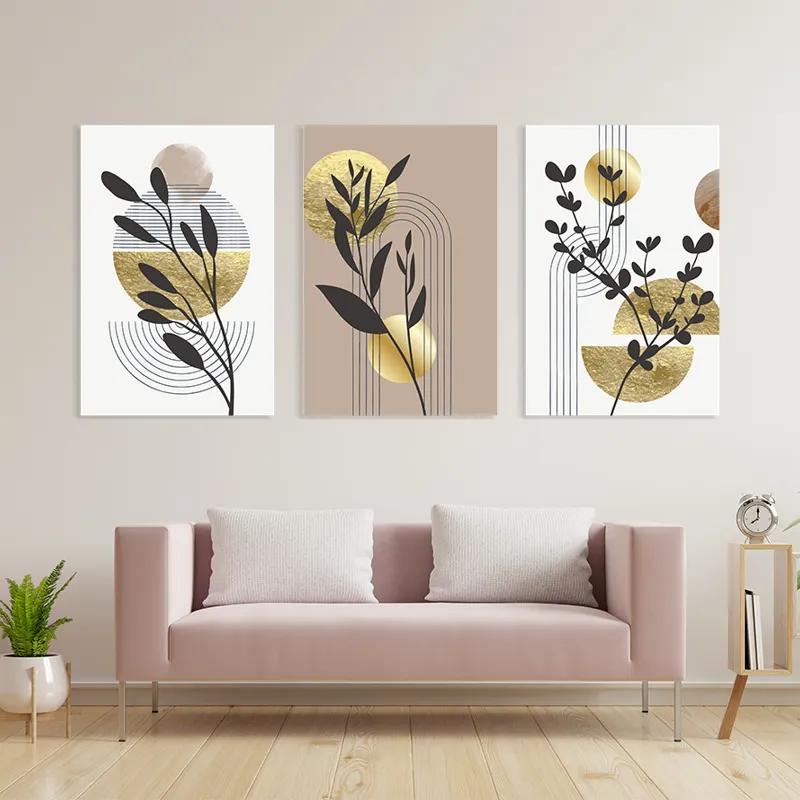 Mehrteiliges Leinwandbild Goldrown Leaf mockup 3