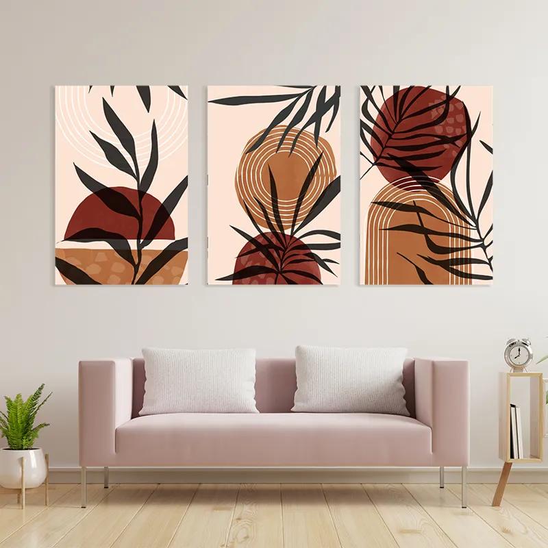 Mehrteiliges Leinwandbild Grey Leaf Orange mockup 3