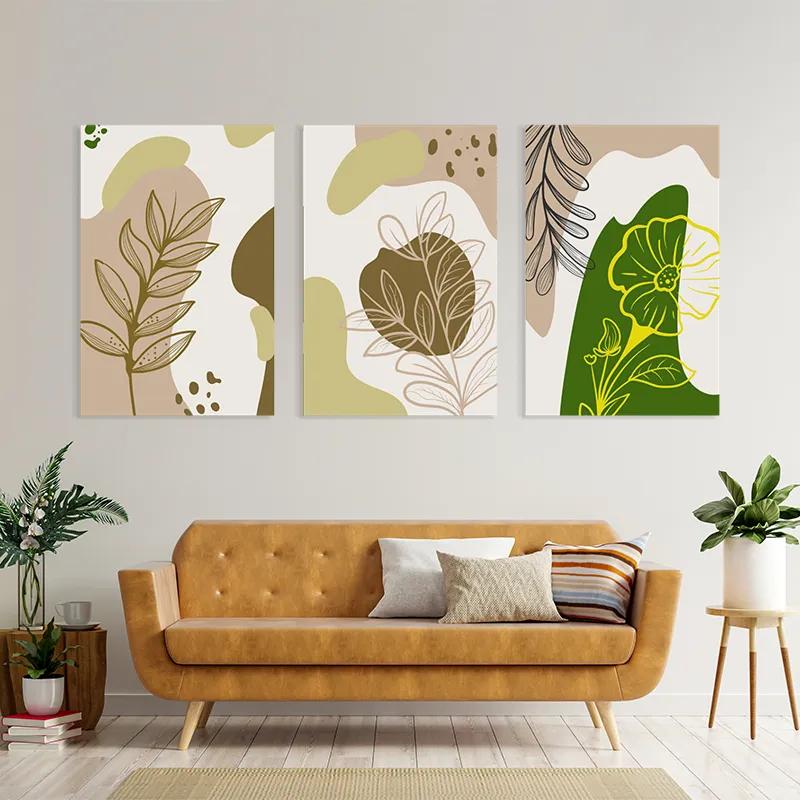 Mehrteiliges Leinwandbild Brown Cream Leaf mockup 4