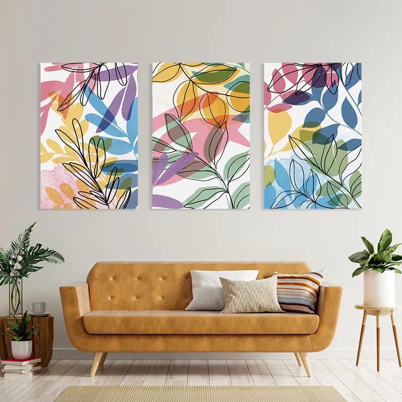 Mehrteiliges Leinwandbild Colorful Leafs mockup 4