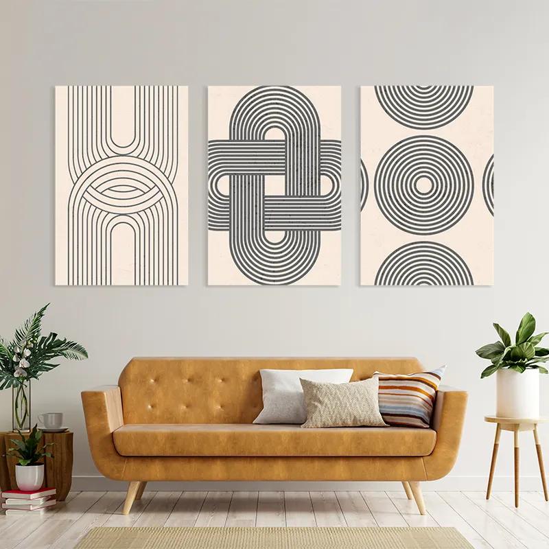 Mehrteiliges Leinwandbild Geometric Cream Design mockup 4