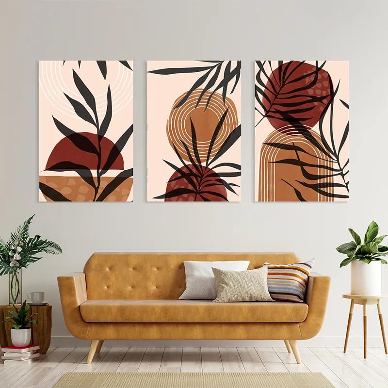 Mehrteiliges Leinwandbild Grey Leaf Orange mockup 4