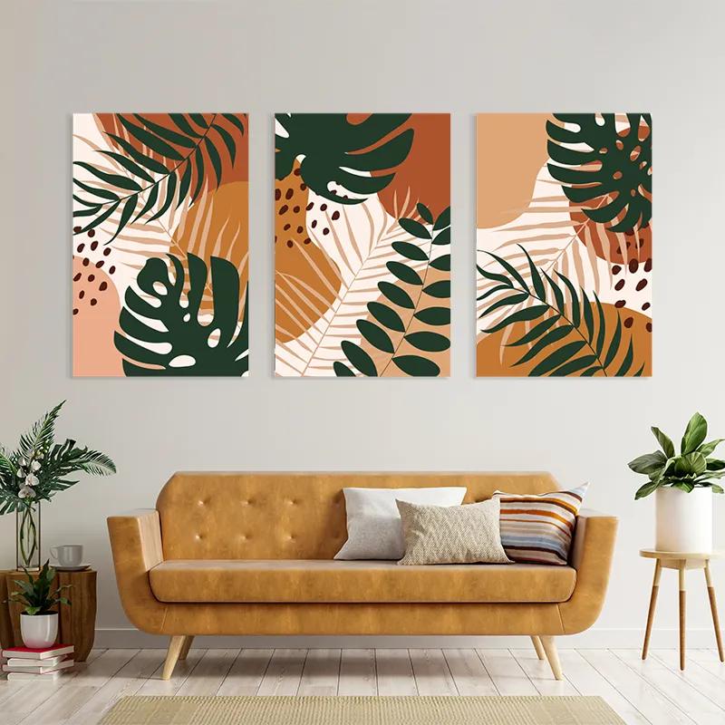Mehrteiliges Leinwandbild Tropical Green Leaves mockup 4