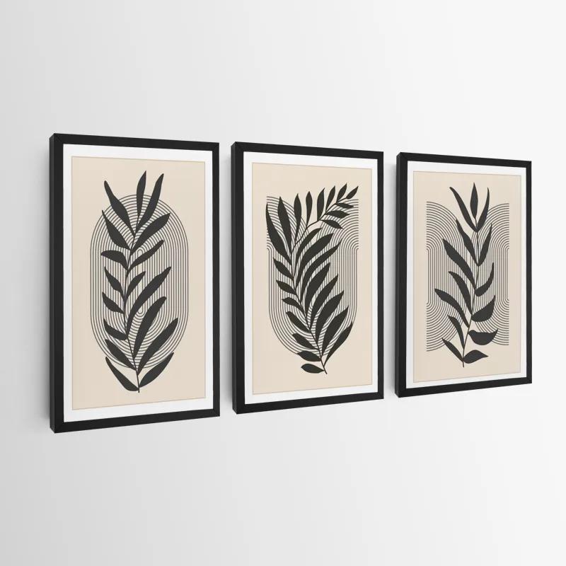 Mehrteiliges Leinwandbild Black Leaf mockup 0