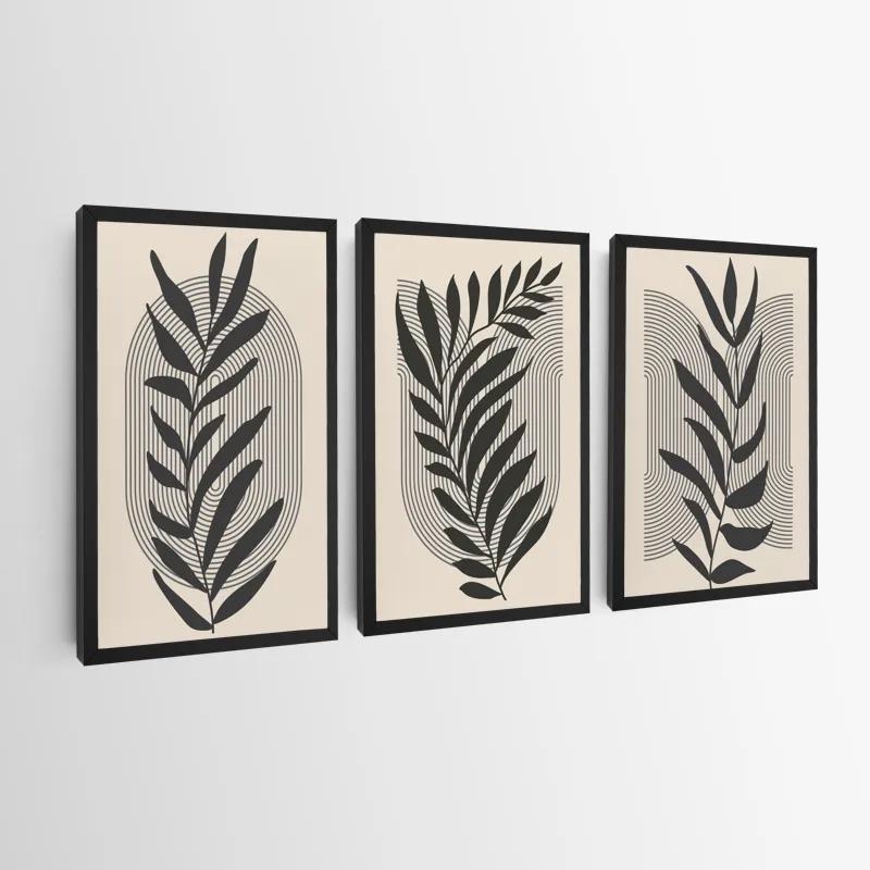 Mehrteiliges Leinwandbild Dark Grey Leaf mockup 0