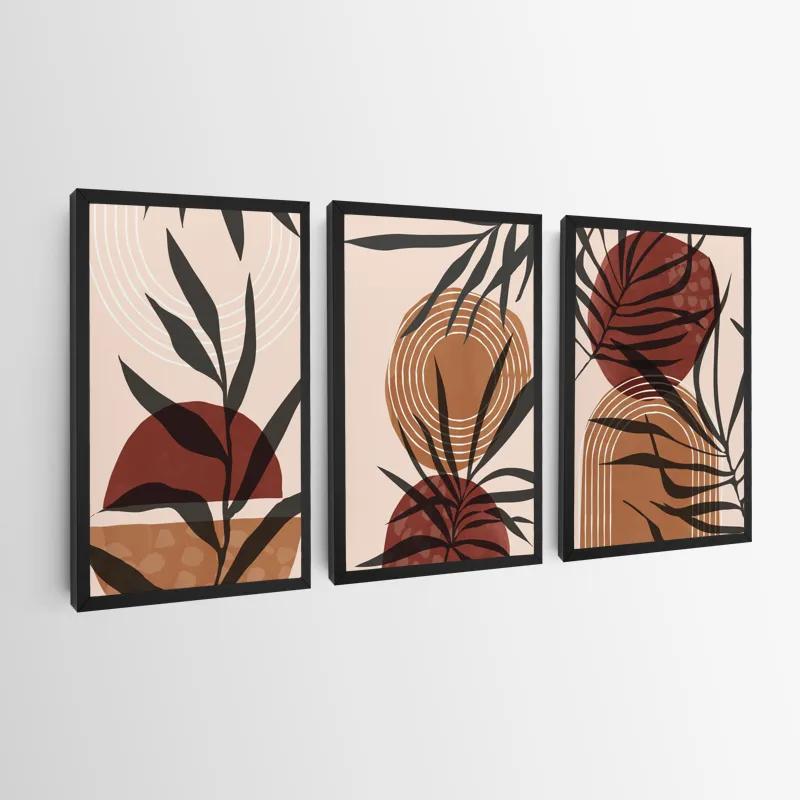 Mehrteiliges Leinwandbild Grey Leaf Orange mockup 0