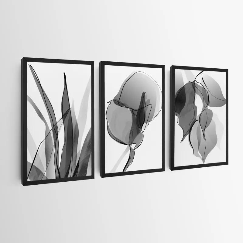 Mehrteiliges Leinwandbild Grey Leaf Set mockup 0