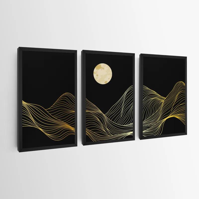 Mehrteiliges Leinwandbild Moon Gold Waves mockup 0
