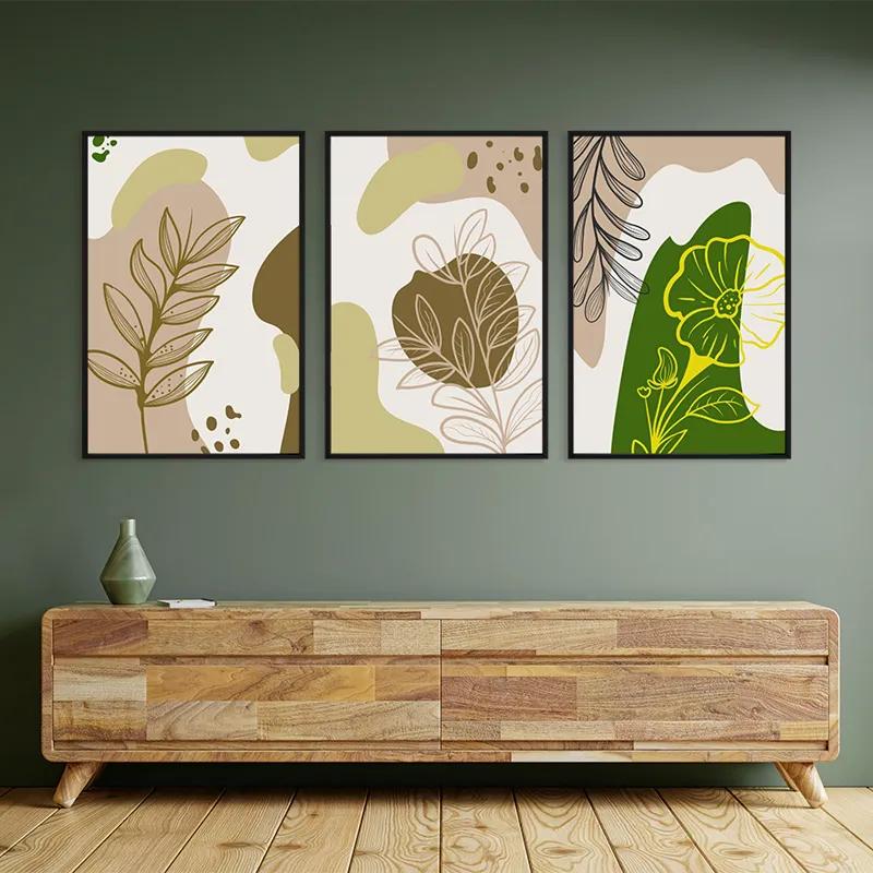 Mehrteiliges Leinwandbild Brown Cream Leaf mockup 2