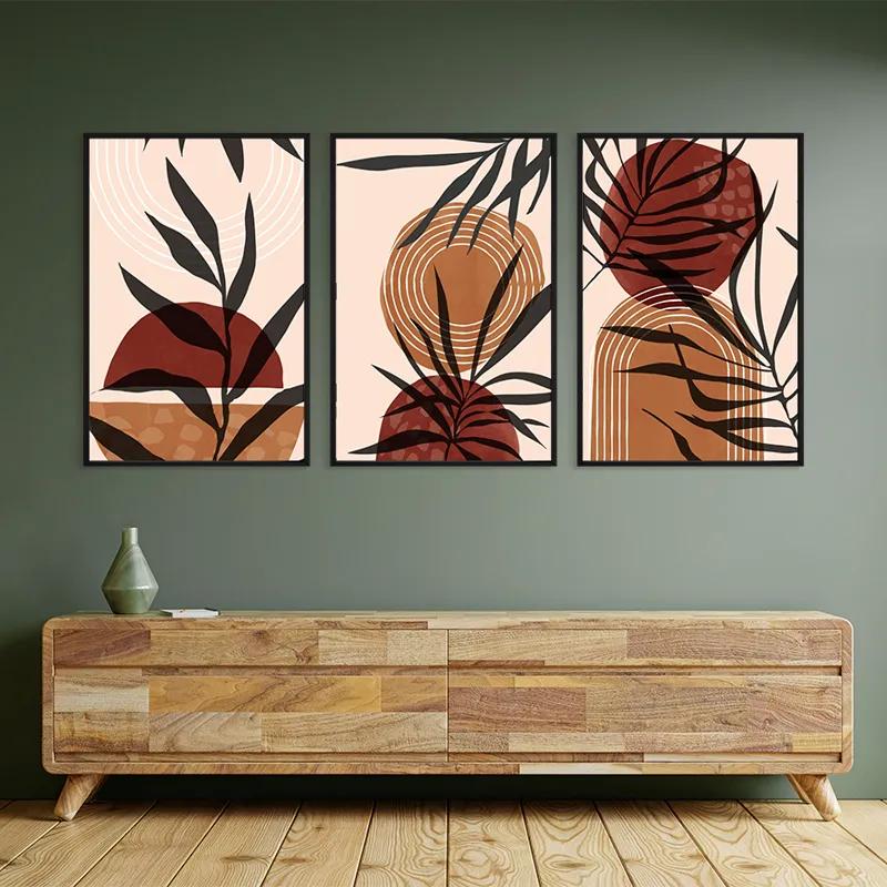 Mehrteiliges Leinwandbild Grey Leaf Orange mockup 2