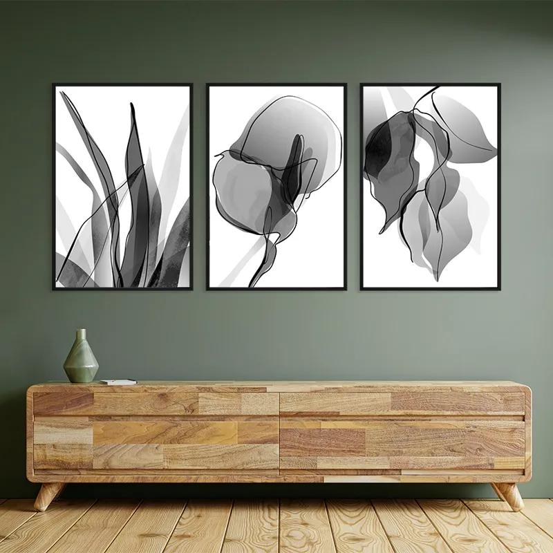Mehrteiliges Leinwandbild Grey Leaf Set mockup 2