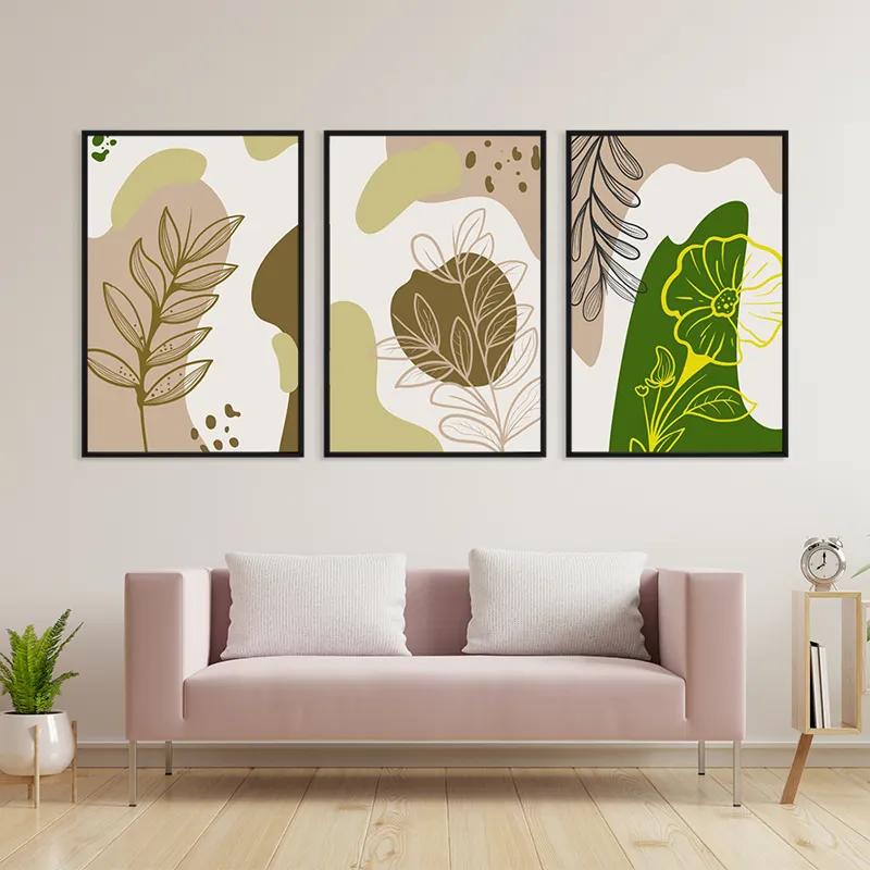 Mehrteiliges Leinwandbild Brown Cream Leaf mockup 3