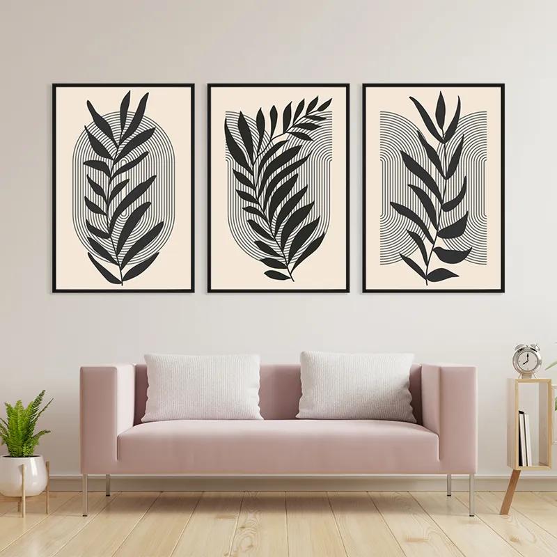 Mehrteiliges Leinwandbild Dark Grey Leaf mockup 3