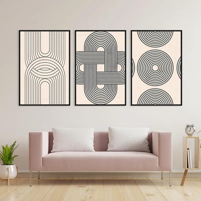 Mehrteiliges Leinwandbild Geometric Cream Design mockup 3