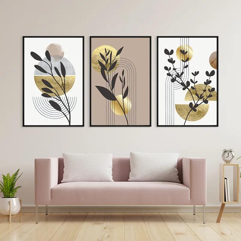 Mehrteiliges Leinwandbild Goldrown Leaf mockup 3