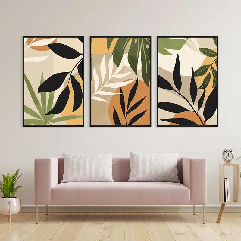 Mehrteiliges Leinwandbild Leaves Organicrt mockup 3