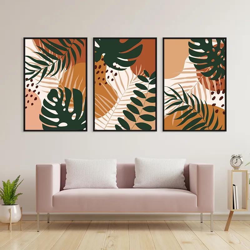 Mehrteiliges Leinwandbild Tropical Green Leaves mockup 3