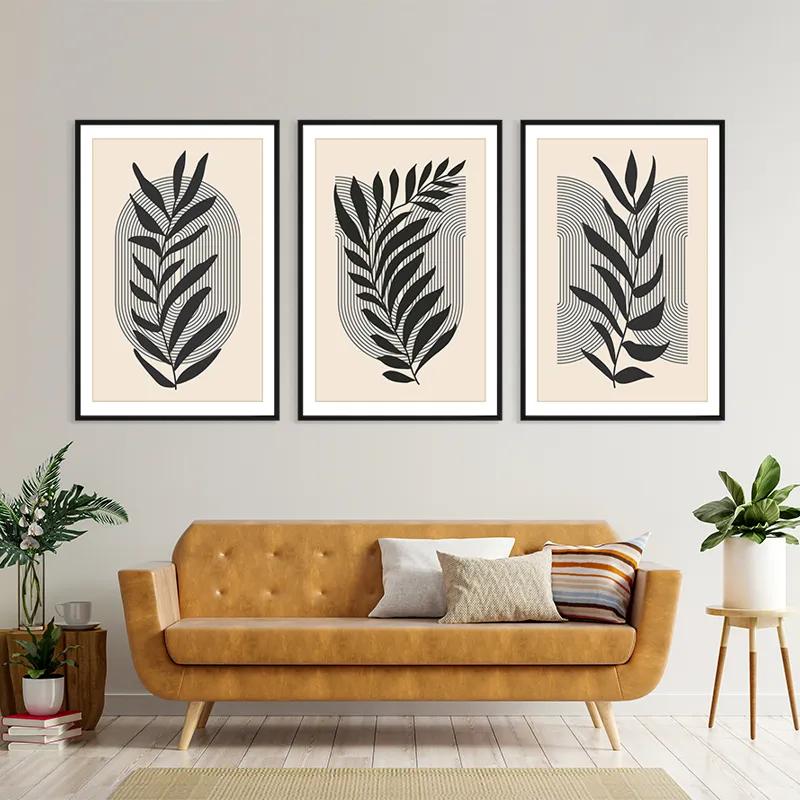 Mehrteiliges Leinwandbild Black Leaf mockup 4