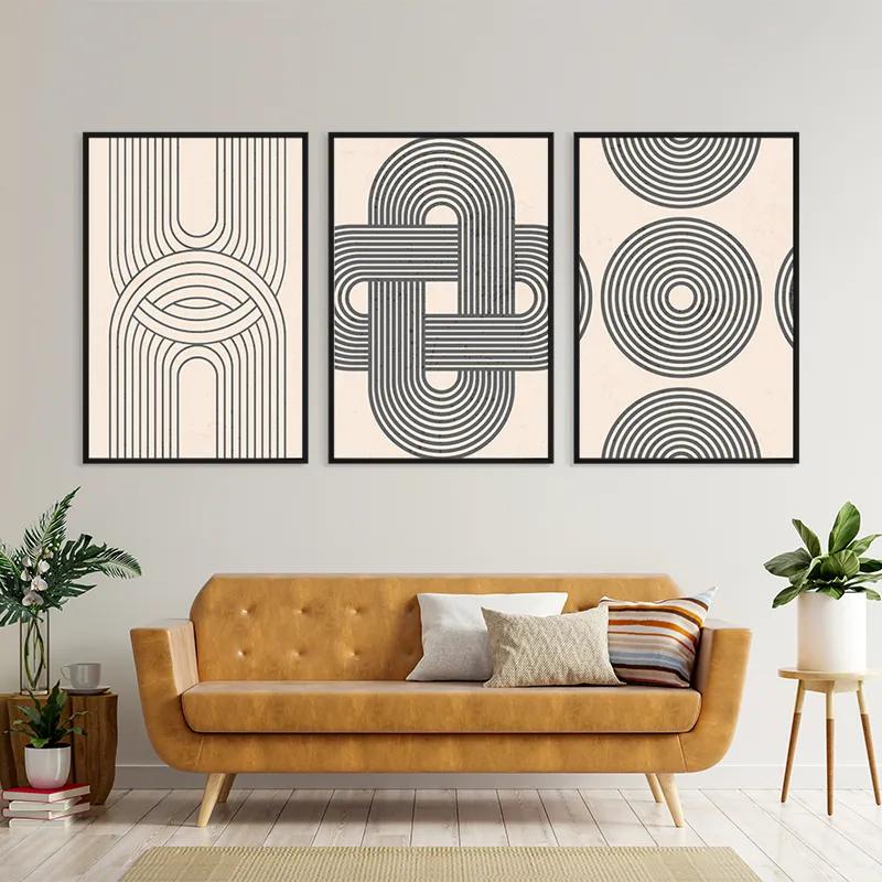 Mehrteiliges Leinwandbild Geometric Cream Design mockup 4