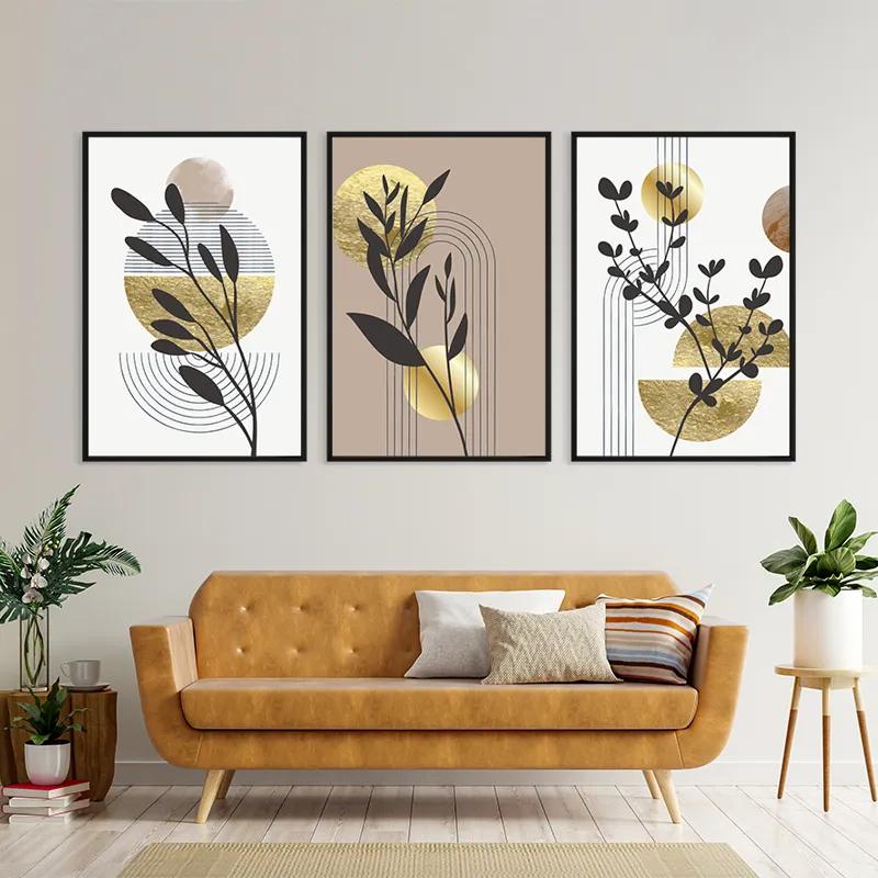 Mehrteiliges Leinwandbild Goldrown Leaf mockup 4