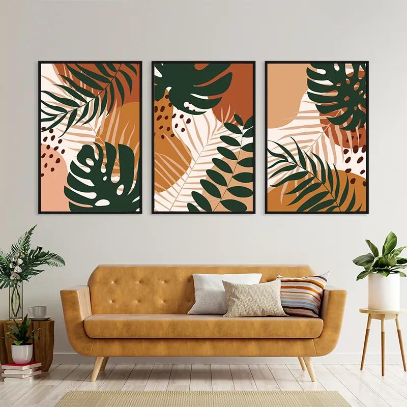 Mehrteiliges Leinwandbild Tropical Green Leaves mockup 4