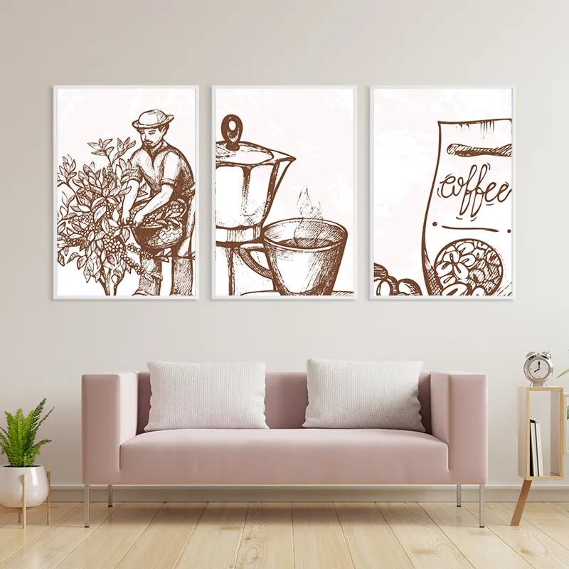 Mehrteiliges Leinwandbild Coffee Set mockup 3