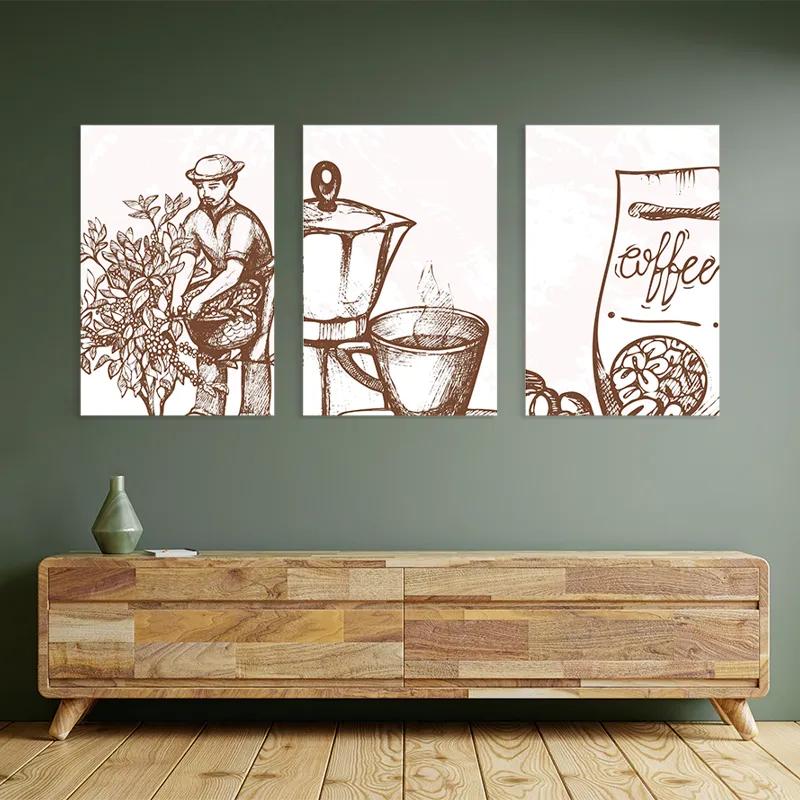 Mehrteiliges Leinwandbild Coffee Set mockup 2