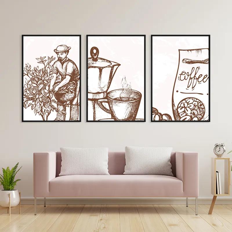 Mehrteiliges Leinwandbild Coffee Set mockup 3