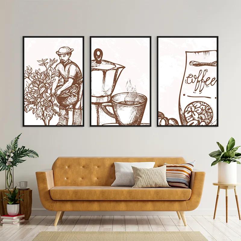 Mehrteiliges Leinwandbild Coffee Set mockup 4