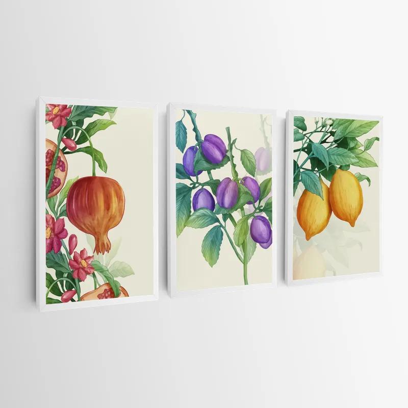 Mehrteiliges Leinwandbild Watercolor Fruit Set mockup 0