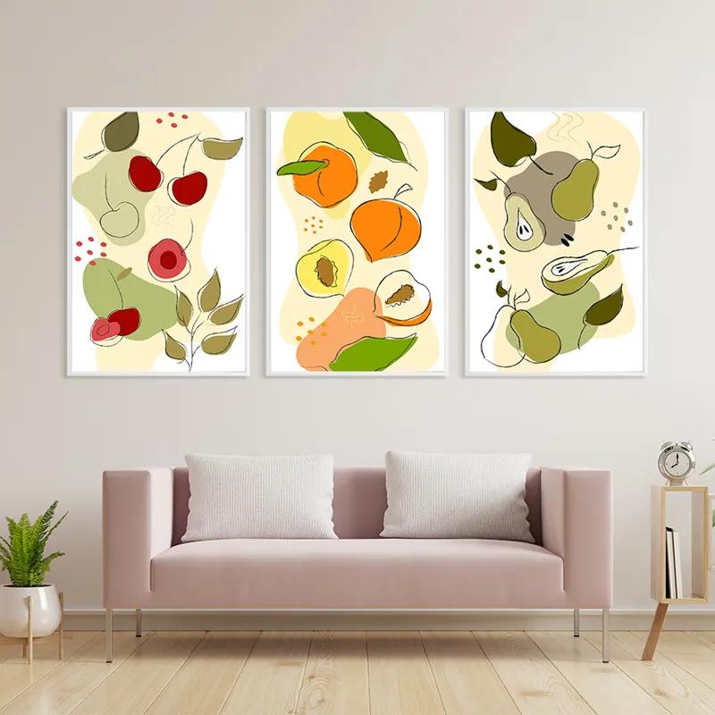 Mehrteiliges Leinwandbild Minimalist Fruits mockup 3