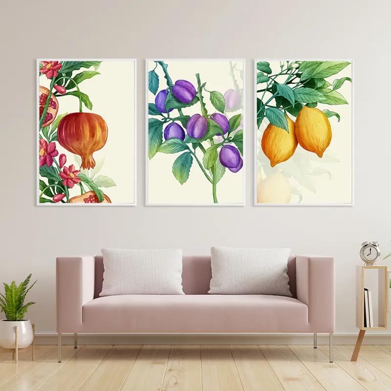 Mehrteiliges Leinwandbild Watercolor Fruit Set mockup 3
