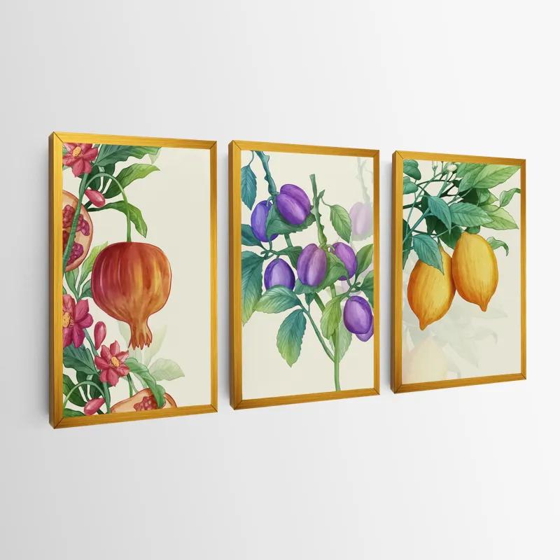 Mehrteiliges Leinwandbild Watercolor Fruit Set mockup 0
