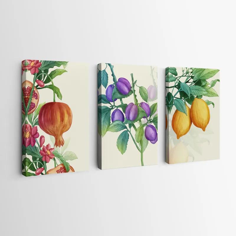 Mehrteiliges Leinwandbild Watercolor Fruit Set mockup 0