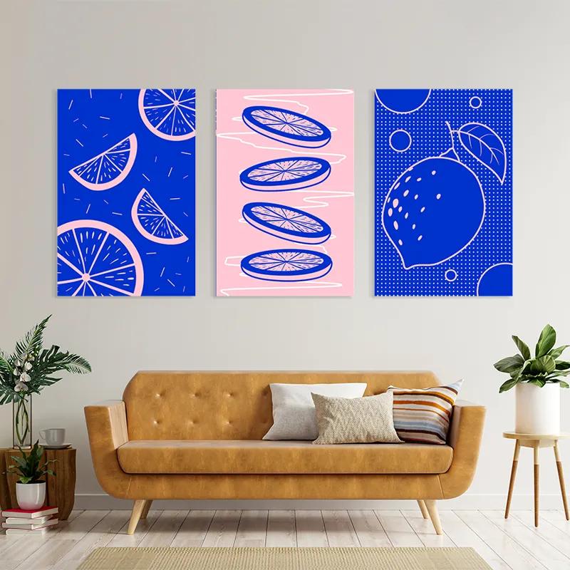 Mehrteiliges Leinwandbild Lemon Set mockup 4