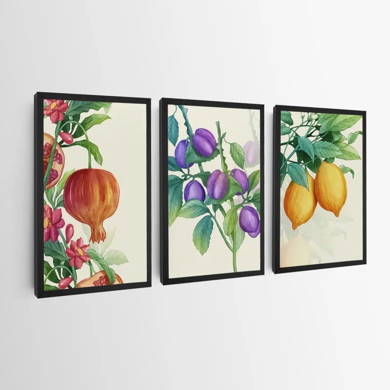 Mehrteiliges Leinwandbild Watercolor Fruit Set mockup 0