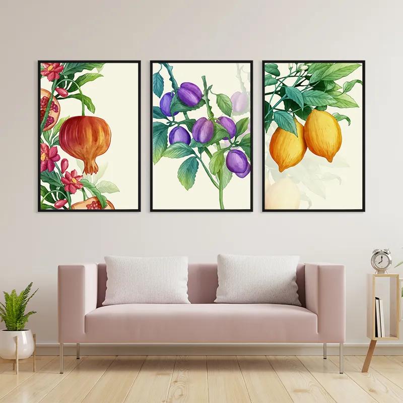 Mehrteiliges Leinwandbild Watercolor Fruit Set mockup 3