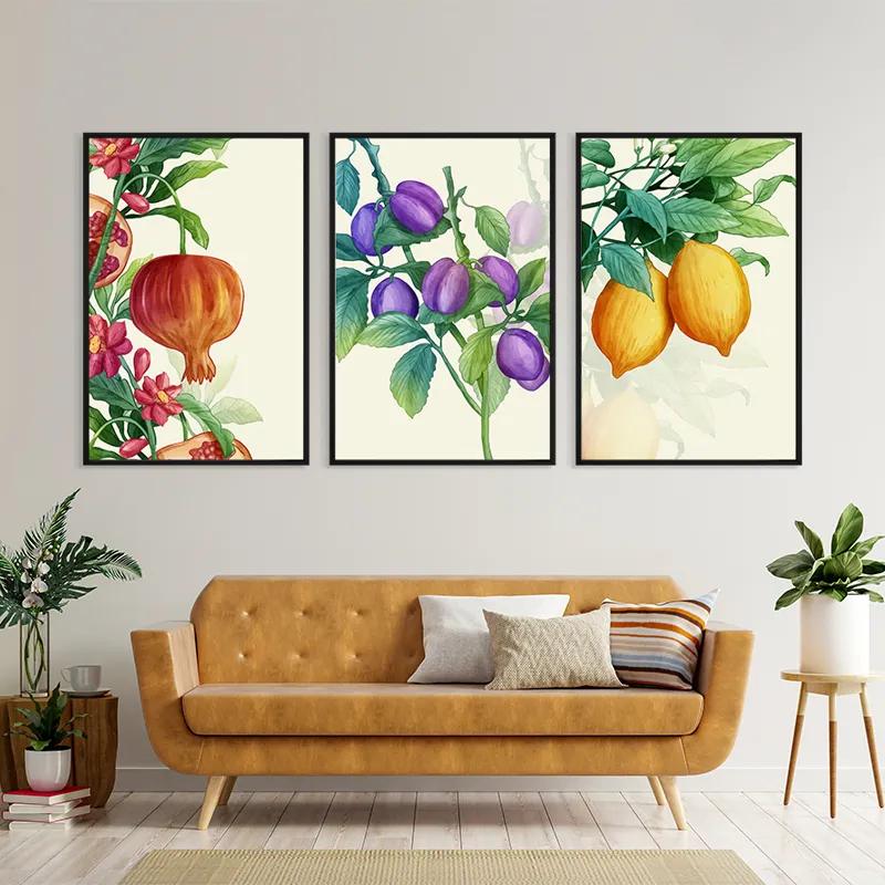 Mehrteiliges Leinwandbild Watercolor Fruit Set mockup 4