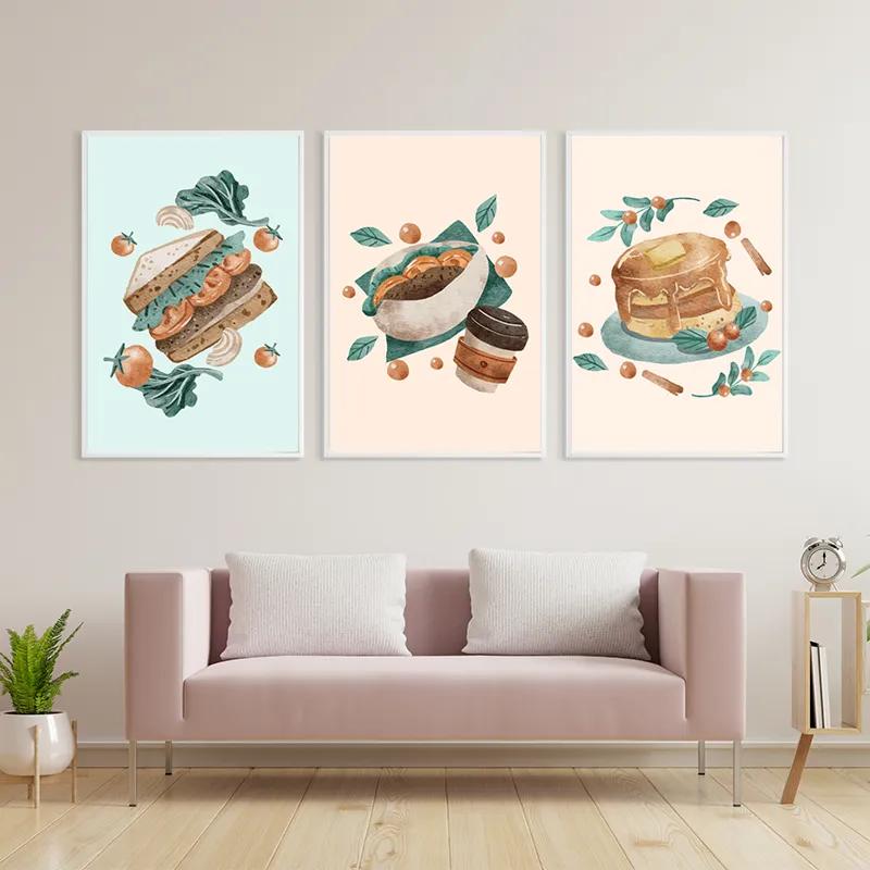 Mehrteiliges Leinwandbild Food Set mockup 3