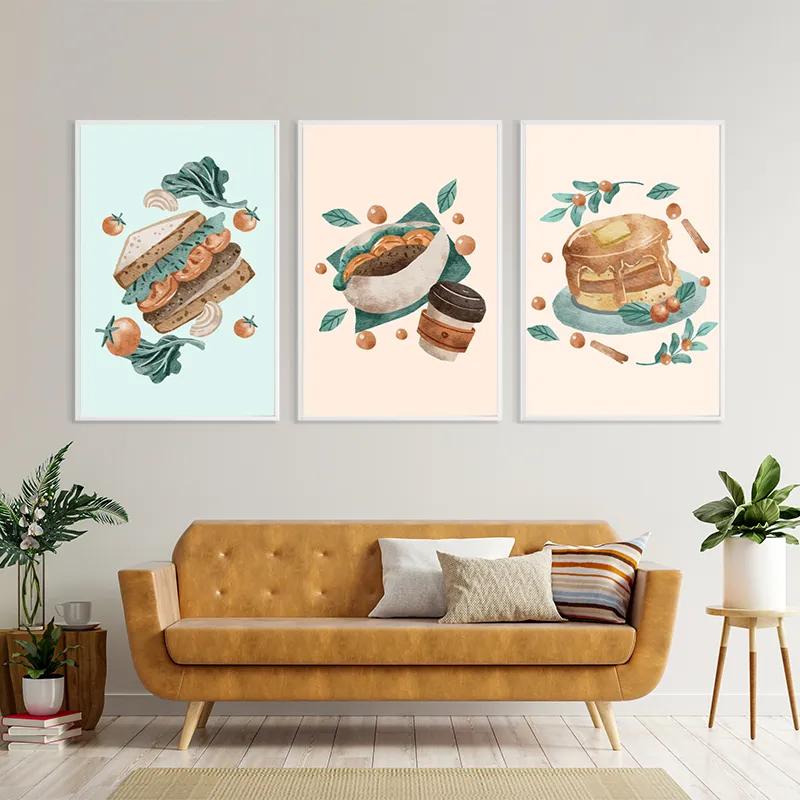 Mehrteiliges Leinwandbild Food Set mockup 4