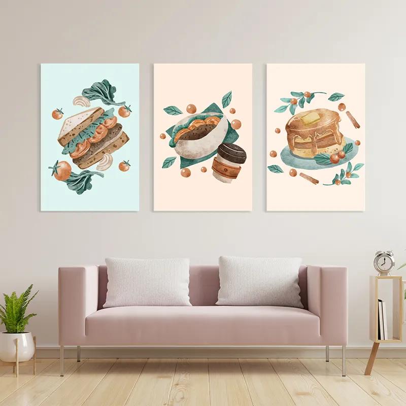 Mehrteiliges Leinwandbild Food Set mockup 3