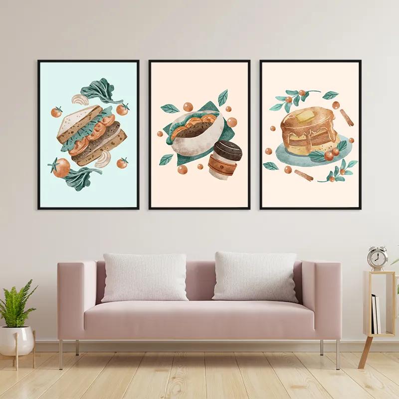 Mehrteiliges Leinwandbild Food Set mockup 3