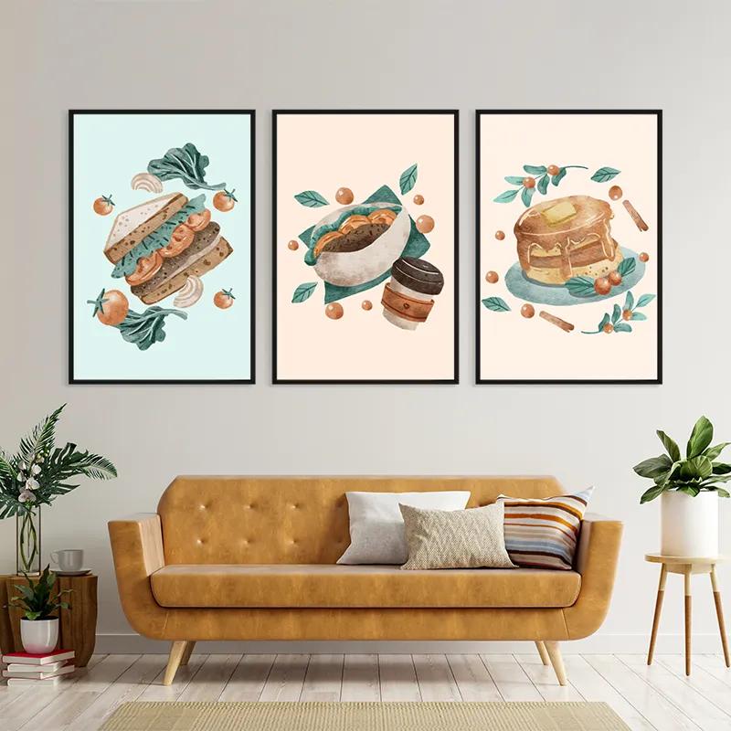 Mehrteiliges Leinwandbild Food Set mockup 4