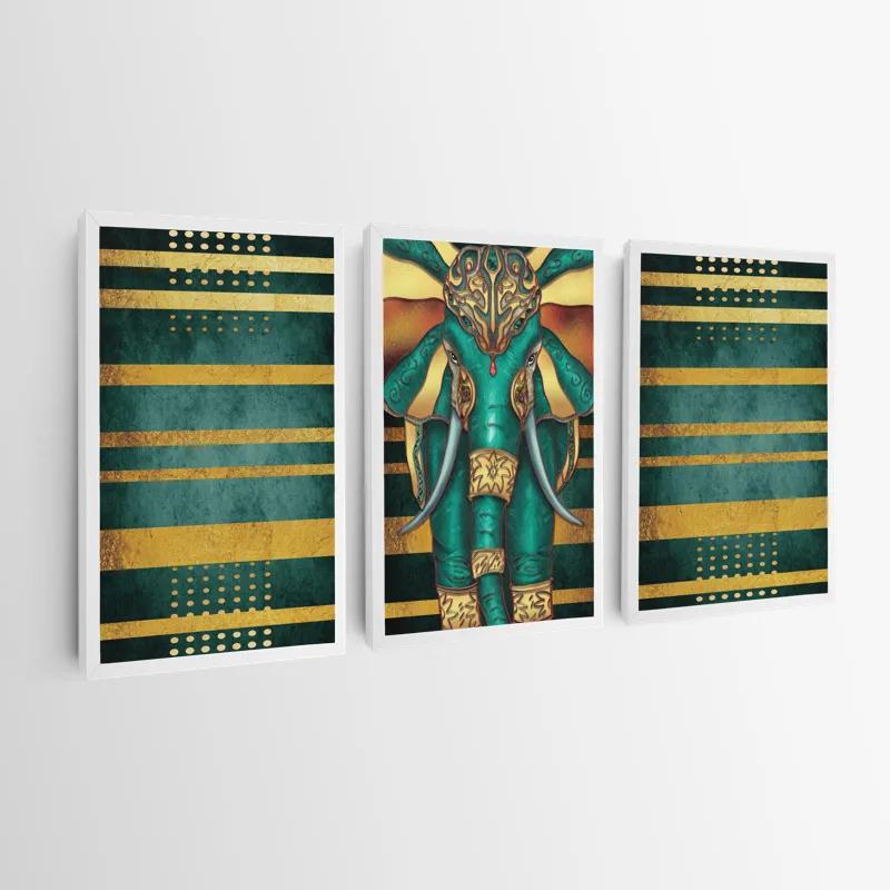 Mehrteiliges Leinwandbild Bluend Gold Elephant mockup 0