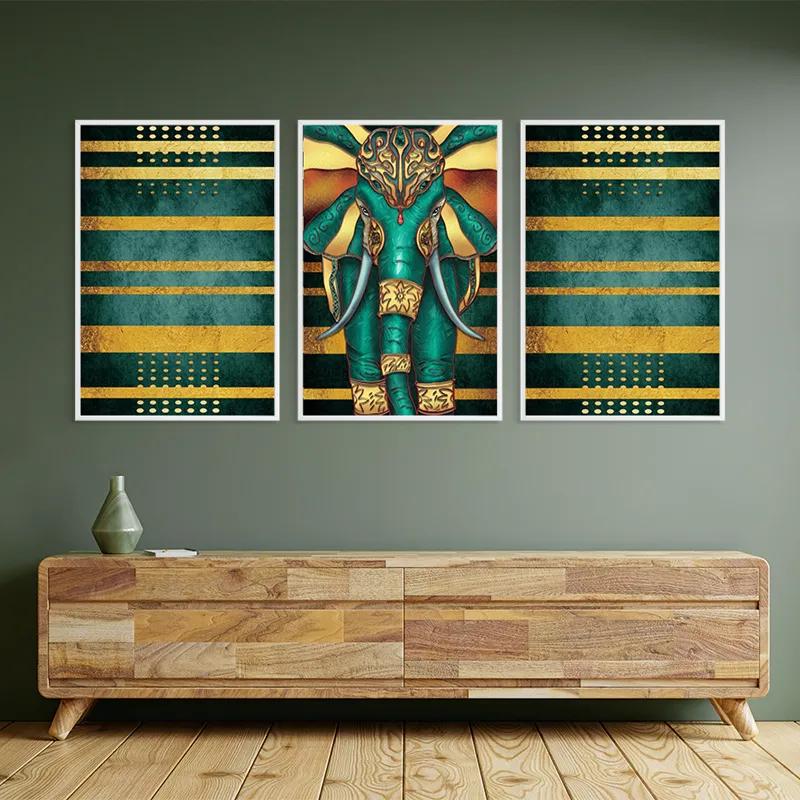 Mehrteiliges Leinwandbild Bluend Gold Elephant mockup 2