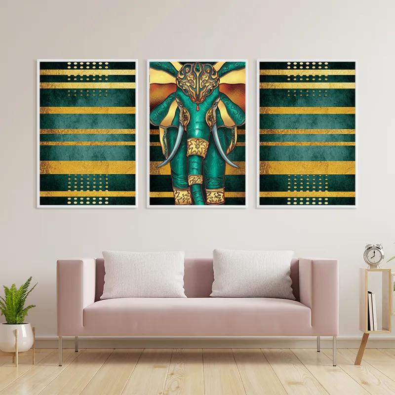 Mehrteiliges Leinwandbild Bluend Gold Elephant mockup 3