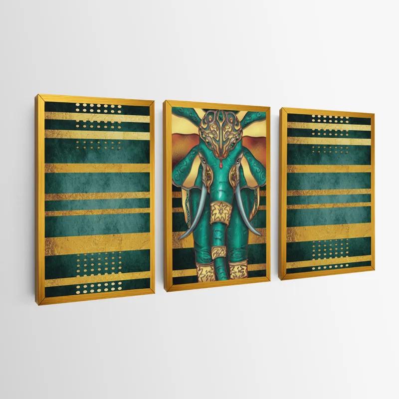 Mehrteiliges Leinwandbild Bluend Gold Elephant mockup 0