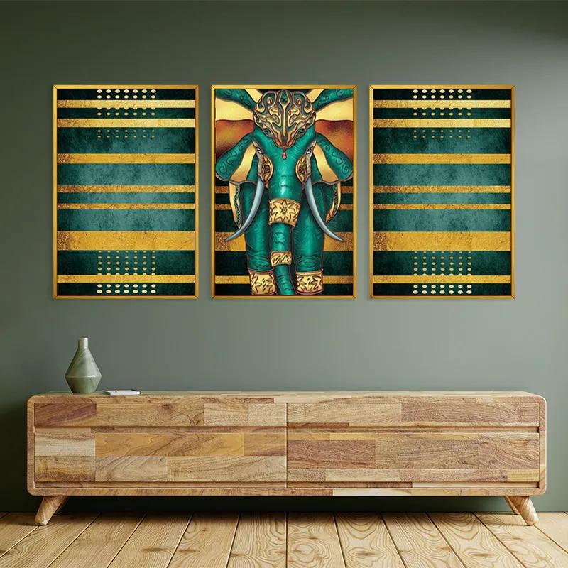 Mehrteiliges Leinwandbild Bluend Gold Elephant mockup 2